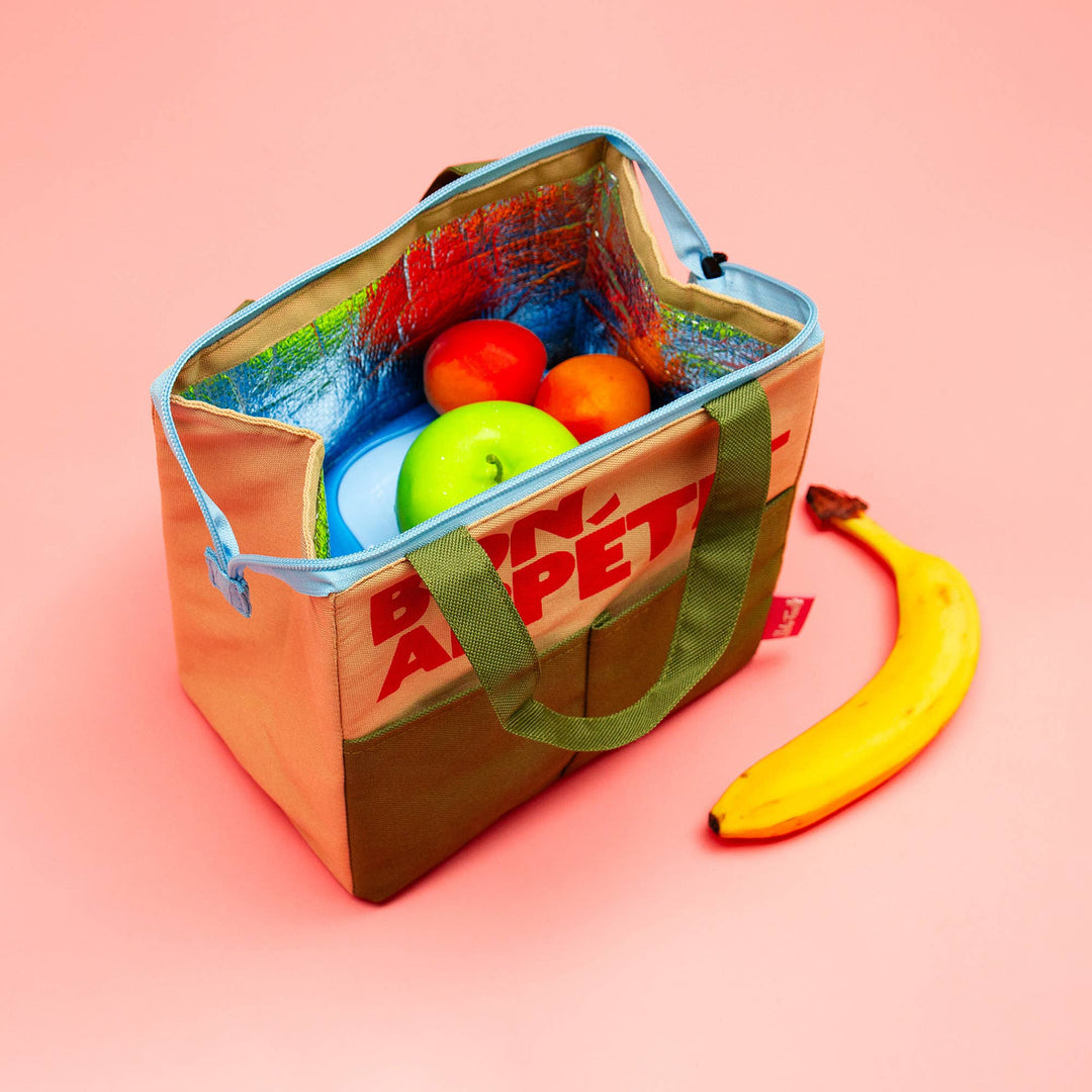 Bon Appetit Lunch Bag in Camel Green