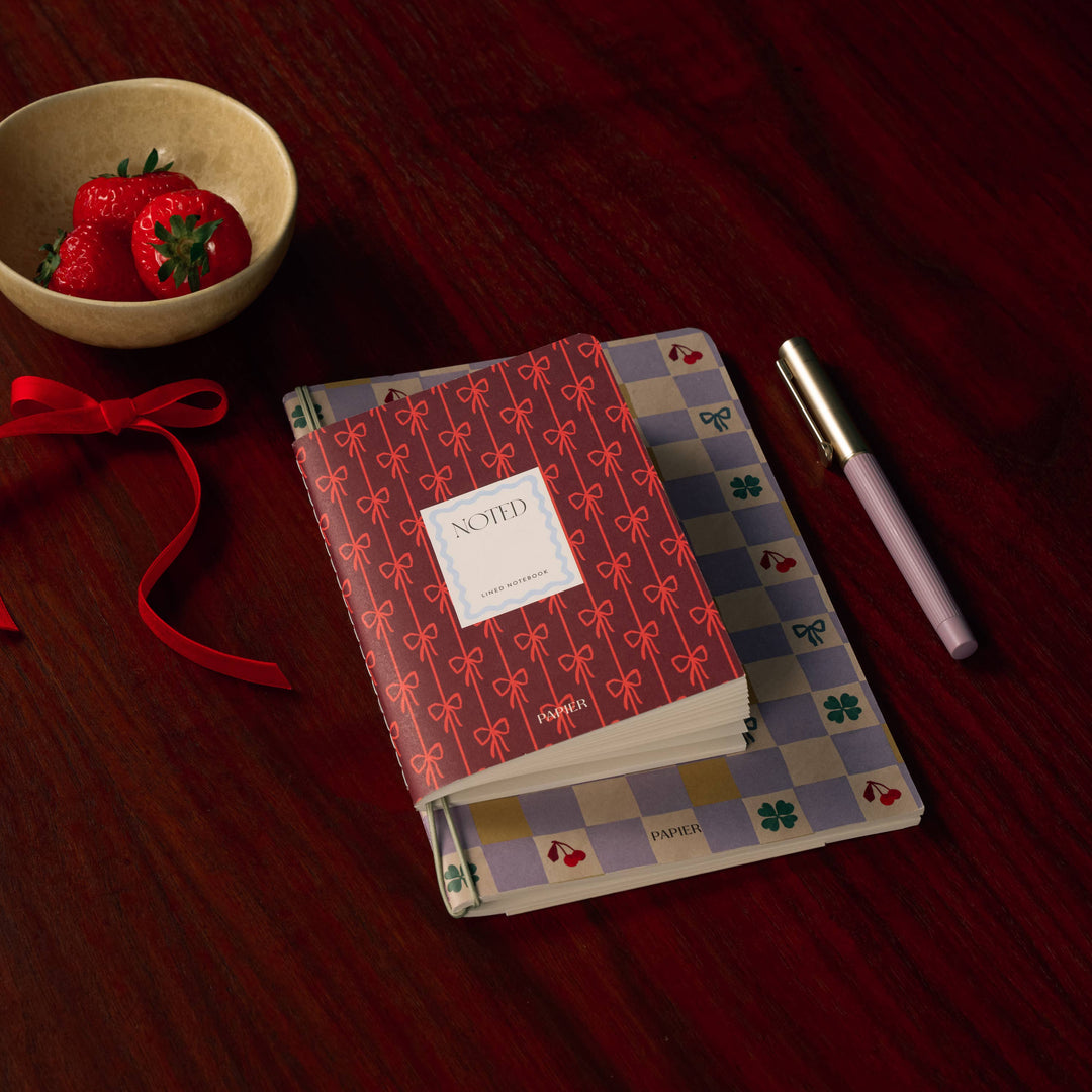 Checkerboard & Bows Softcover Notebook Set
