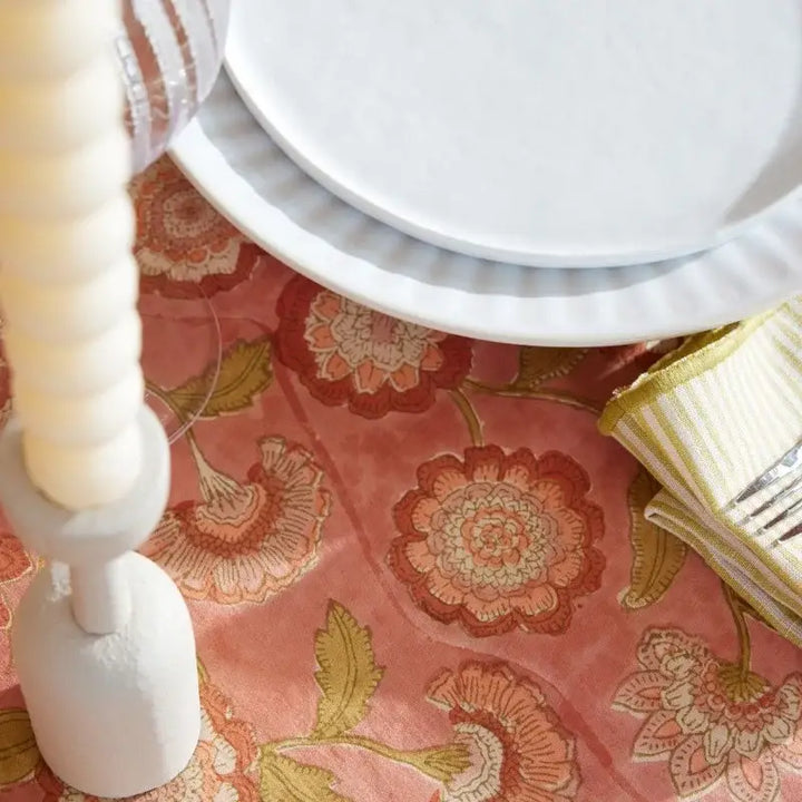 Rosewood Tablecloth in Rust & Peach
