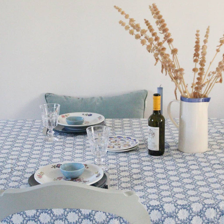 Blockprinted Tablecloth Breezy Blue
