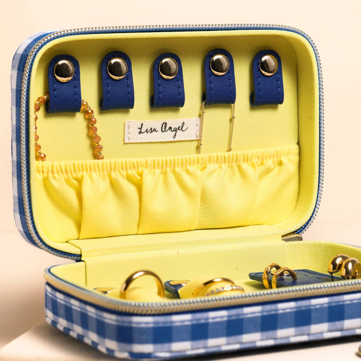 Blue Gingham Lobster Travel Jewellery Case