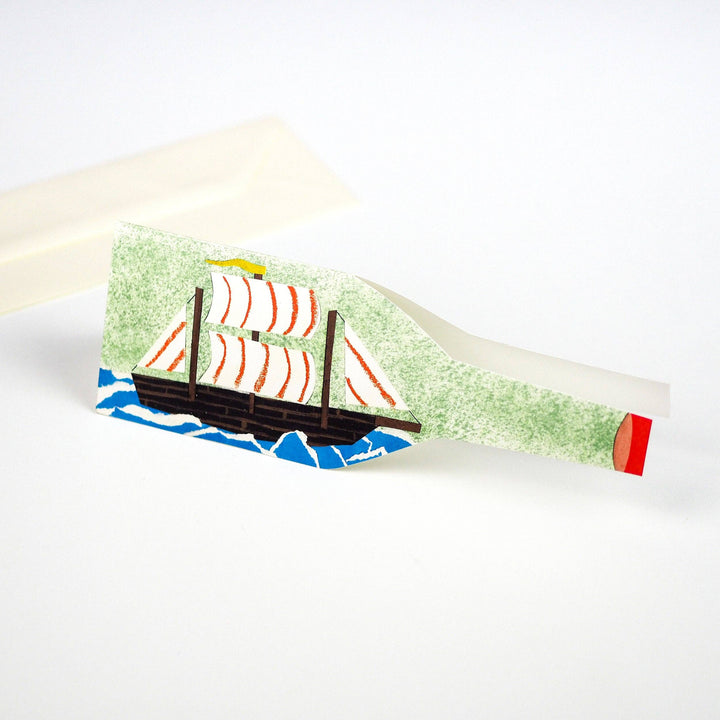 Ship in a Bottle Nautical Card