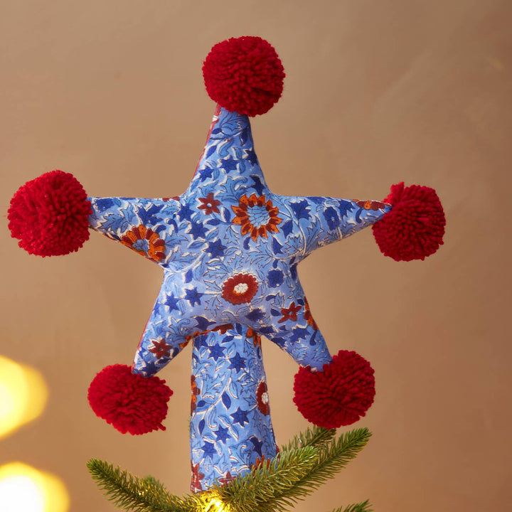Akya Block Print Star Tree Topper
