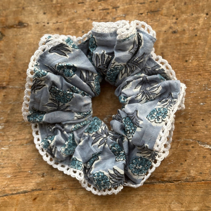 Block Print Scrunchies: Blue Buti