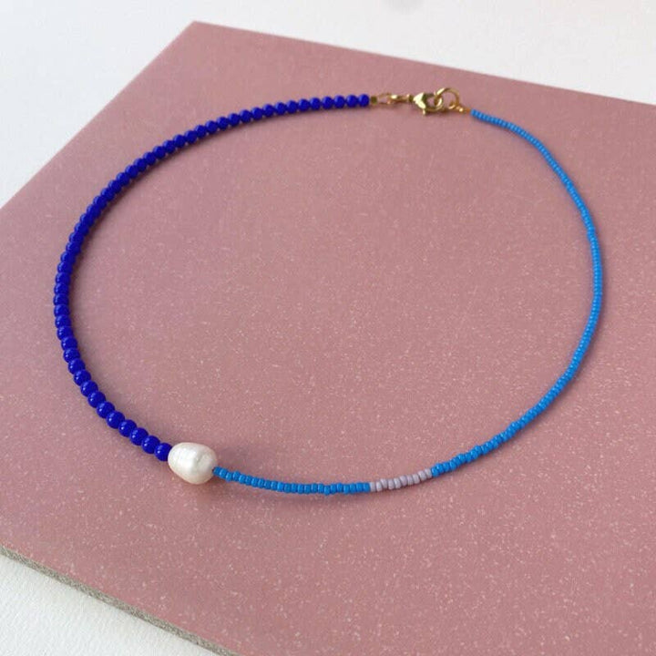 Two Tone Choker Necklace: Cobalt Blue