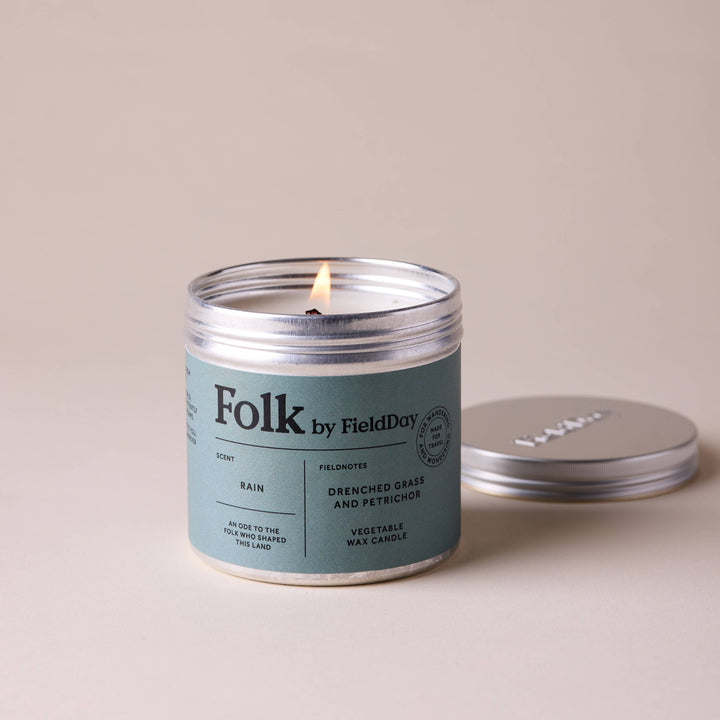 Rain Vegetable Wax Folk Tin Candle