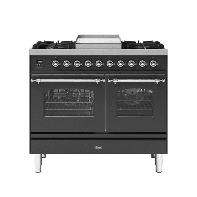 ILVE Black Milano 100cm - Double Oven - 4 Gas Burners & Frytop