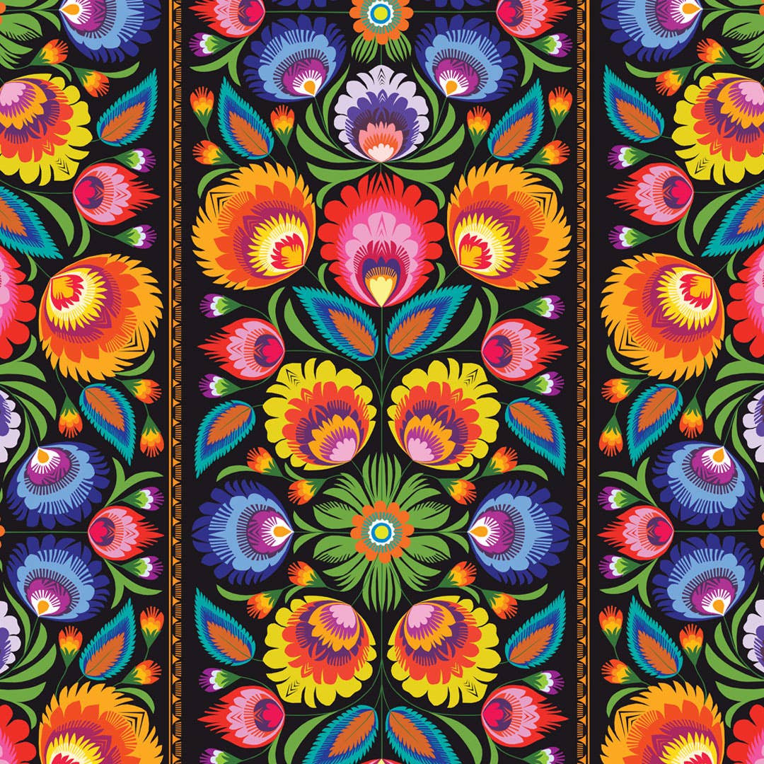 Wycinanki Folk Art Wrapping Paper Sheet