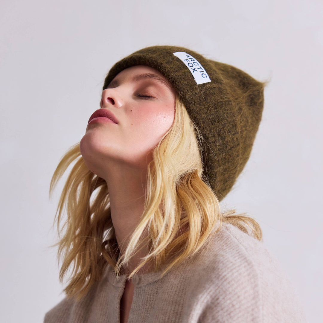 The Mohair Beanie - Khaki Green