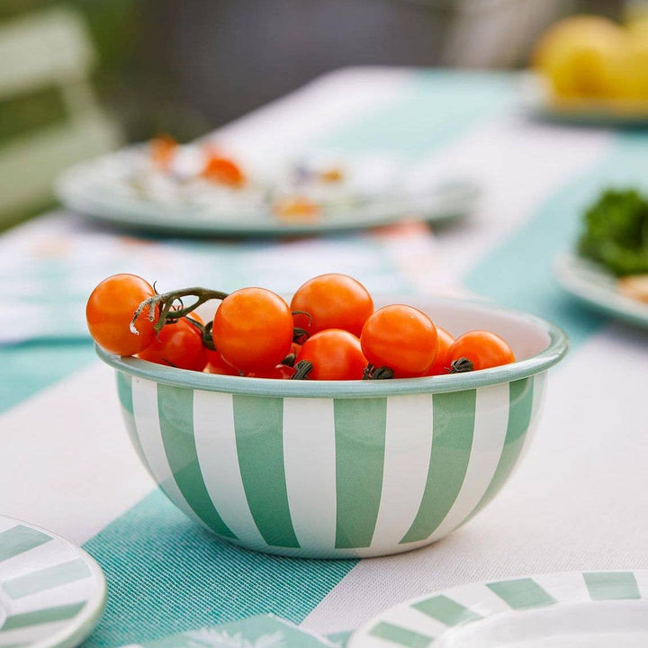 Green Stripe Enamel Bowl