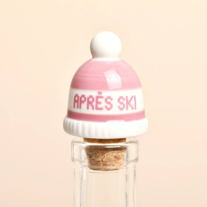 Ceramic Après-Ski Hat Bottle Stopper in Pink