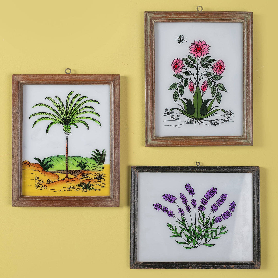 Branch - Indian Glass Painting - Vintage