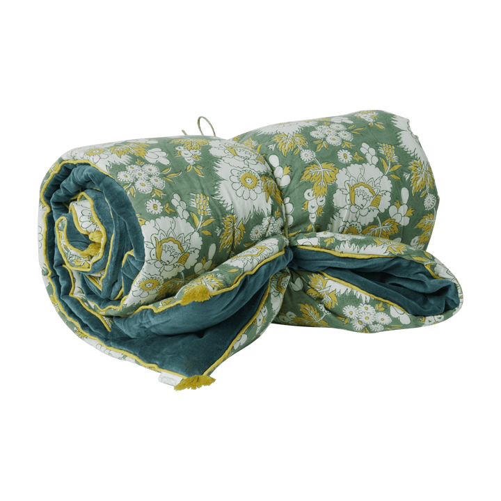 Vishnu Velvet and Block Print Quilted Sofa/Bed Cover