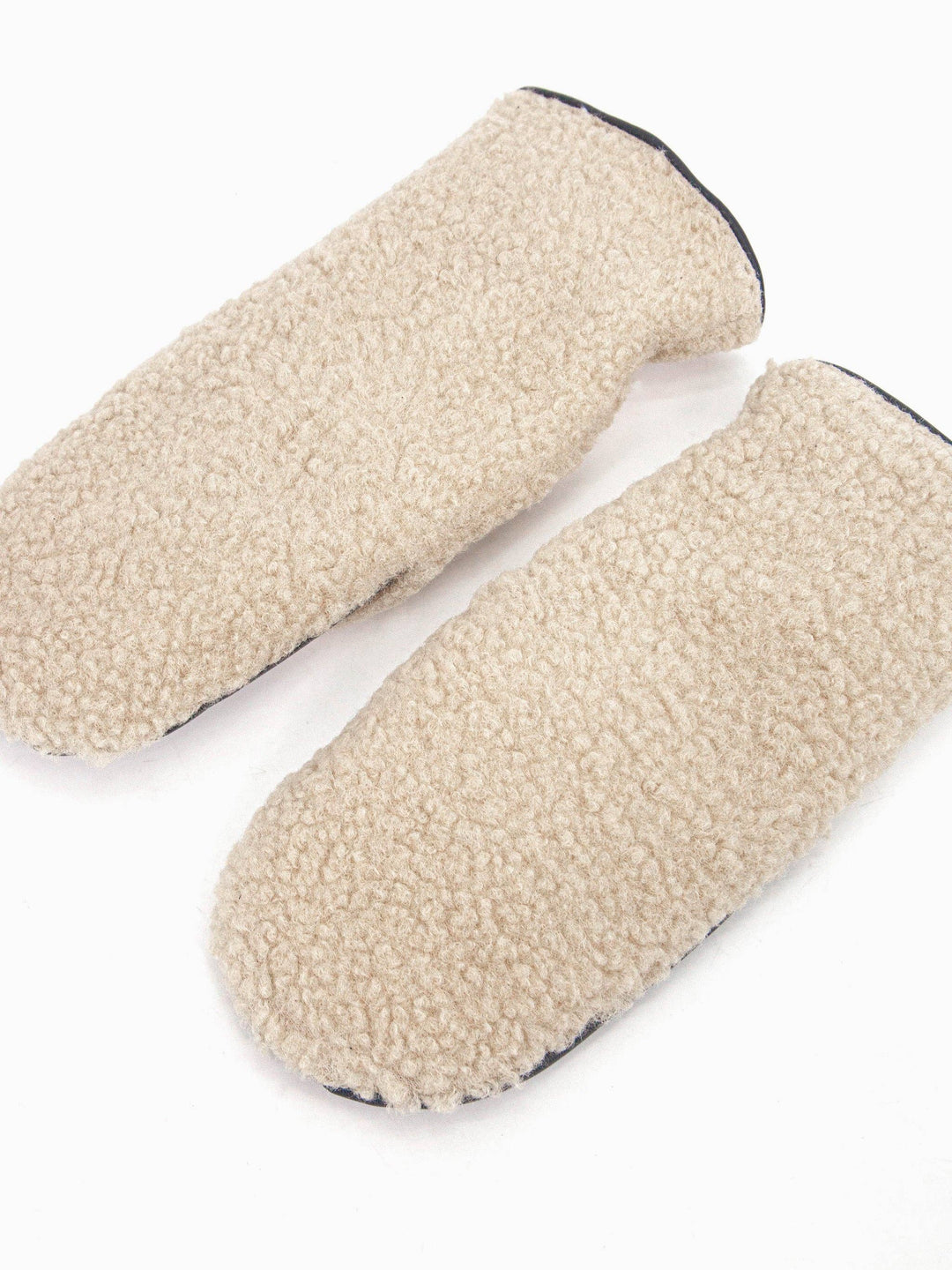 Cream Borg Mitten Gloves