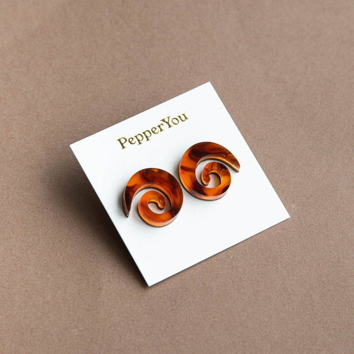 Swirl Stud Tortoise Earrings