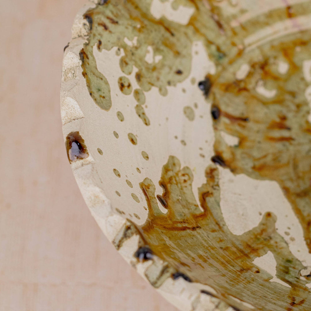Moroccan Tamegroute Pedestal Bowl in Ochre - Extra Large