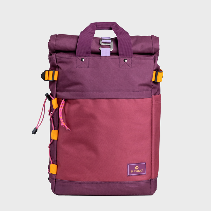 100% Recycled Polyester Roll-top Backpack in Burgundy Purple