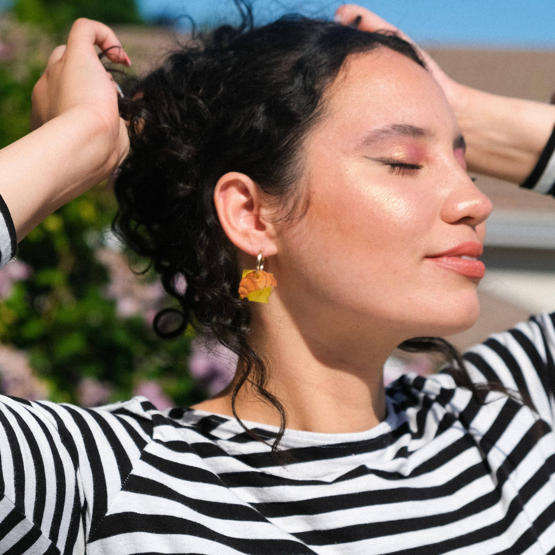 Ham & Cheese Croissant Hoop Earrings