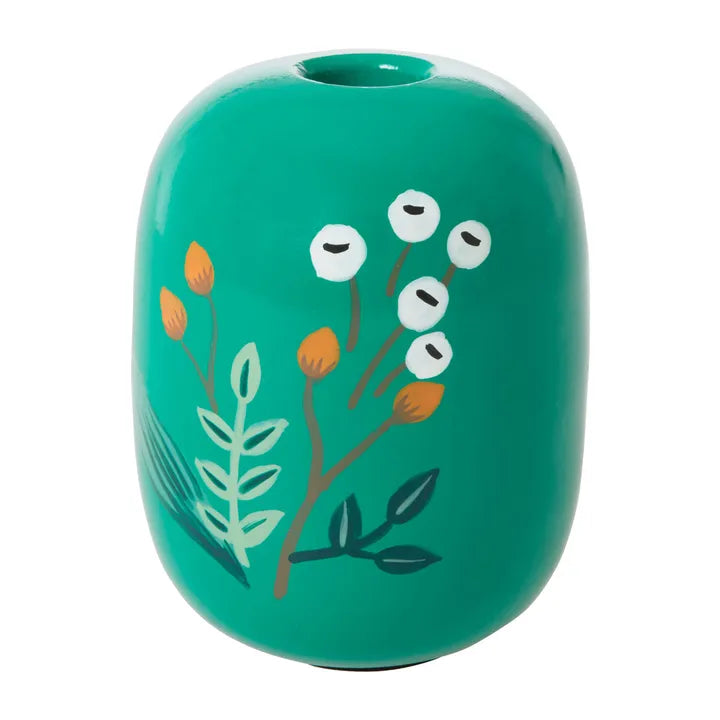 Green Hand Painted Candle Holder