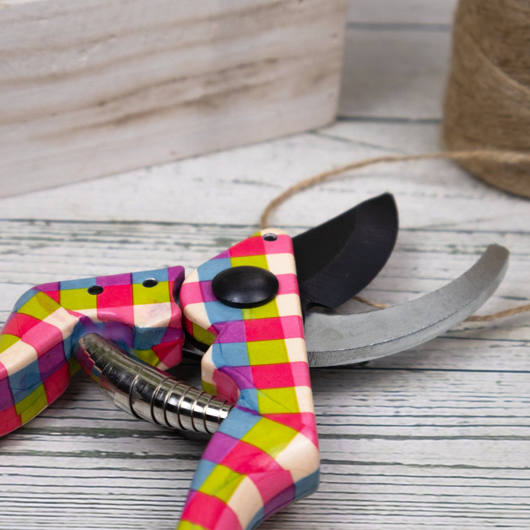 Pink Gingham Secateurs With Pouch