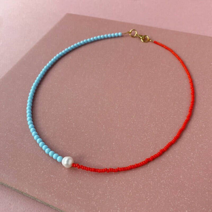 Two Tone Choker Necklace: Cobalt Blue