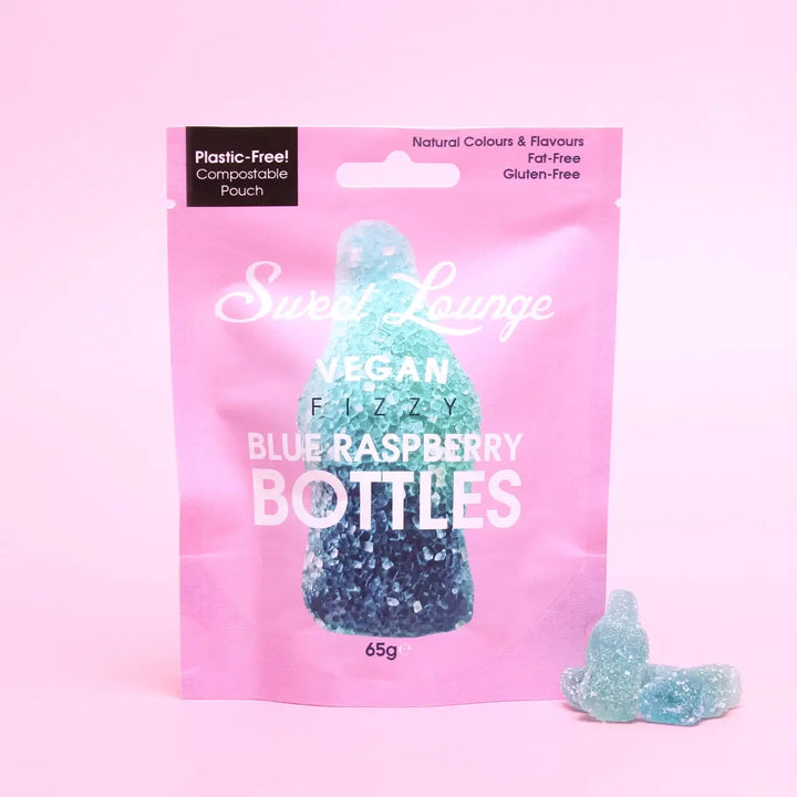 Vegan Fizzy Blue Raspberry Bottles