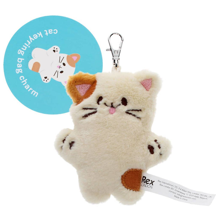 Fluffy Keyring Bag Charm - Cat
