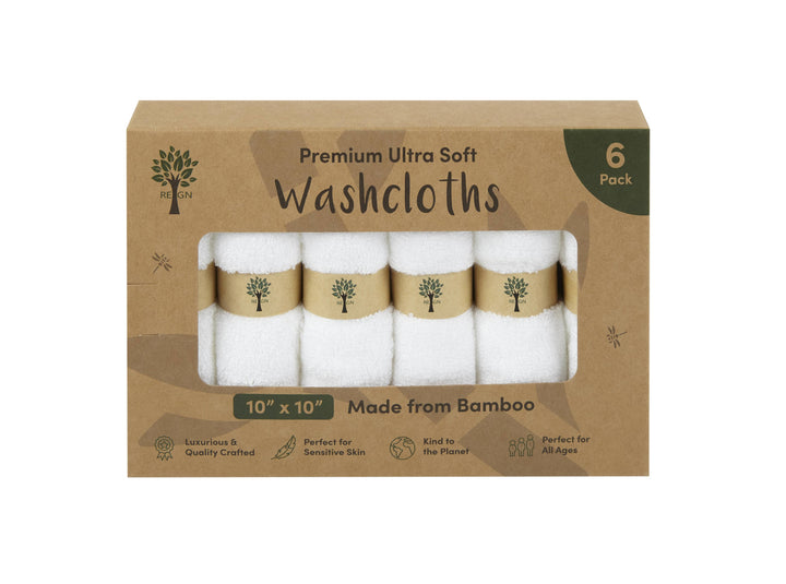 Organic Bamboo Face Cloths - 6 Pack