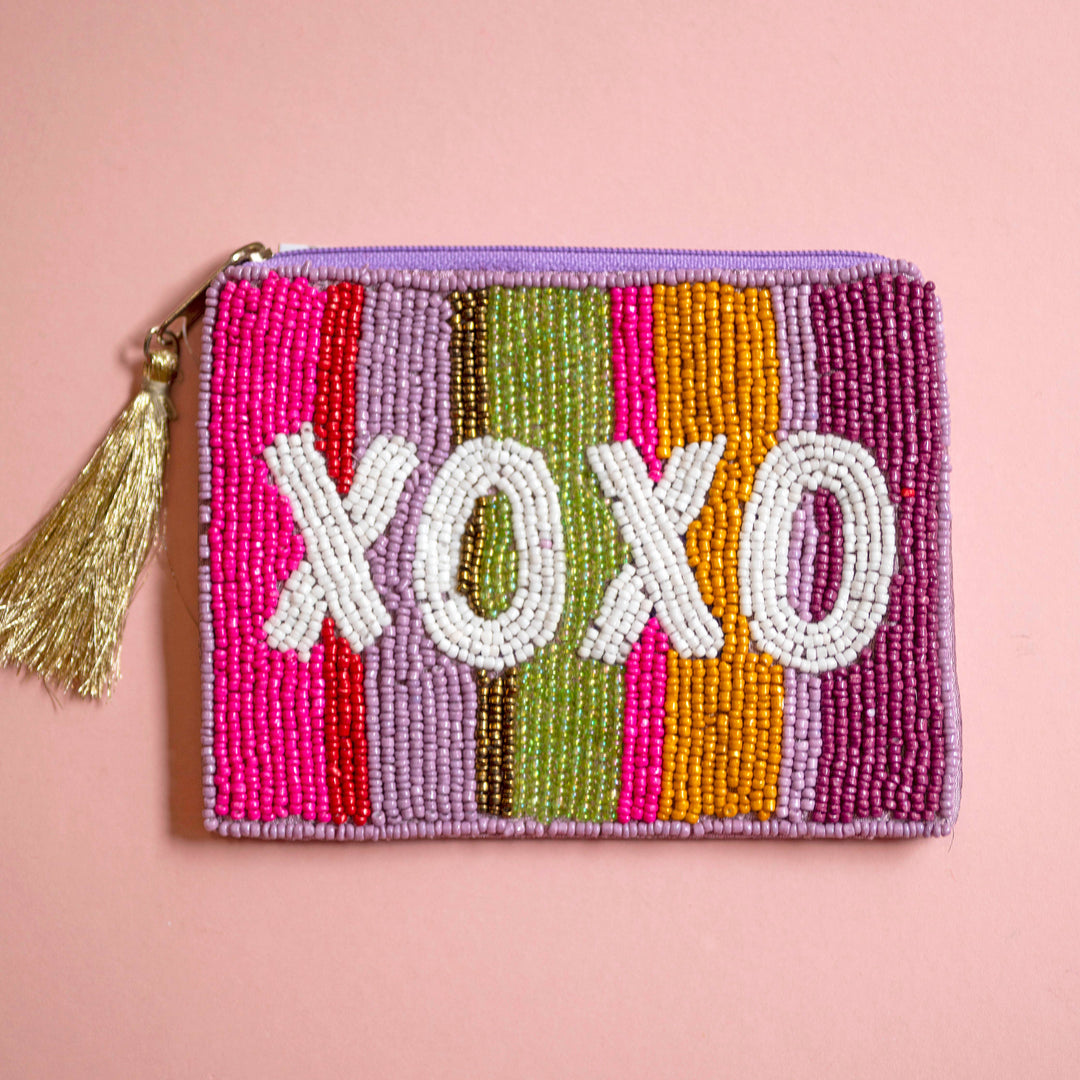 XOXO Colourful Beaded Zip Pouch