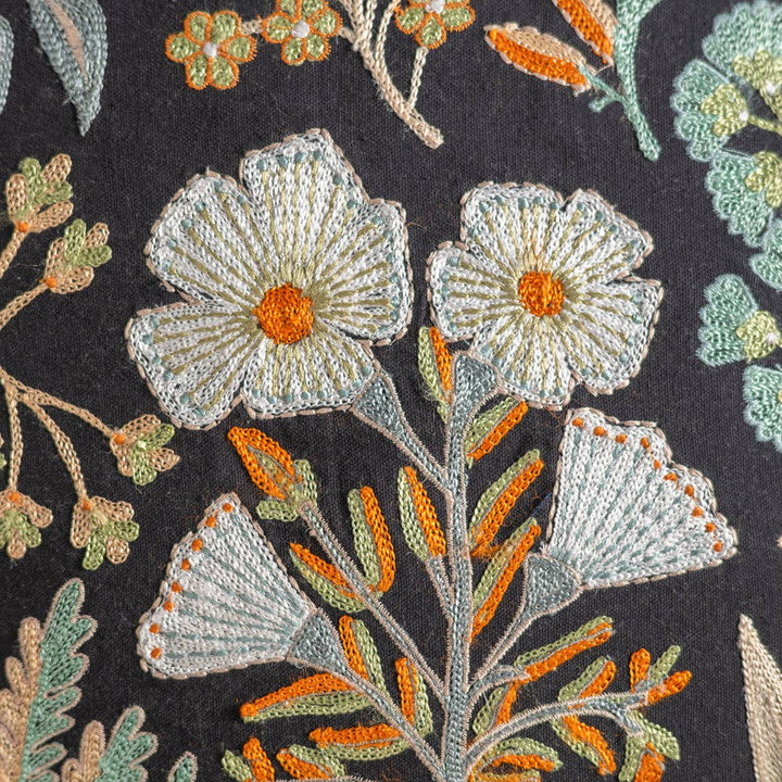 Botanical Embroidered Cushion Cover