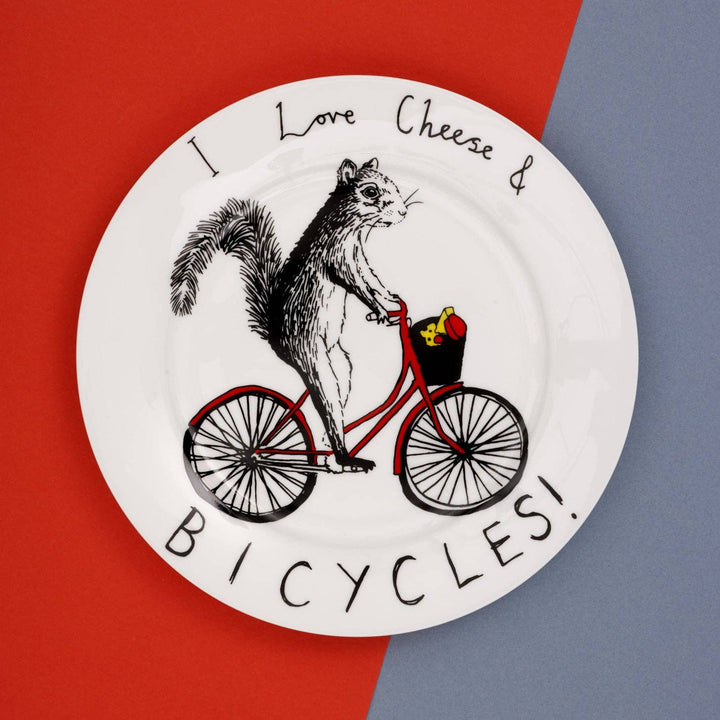 'I Love Cheese & Bicycles' Side Plate