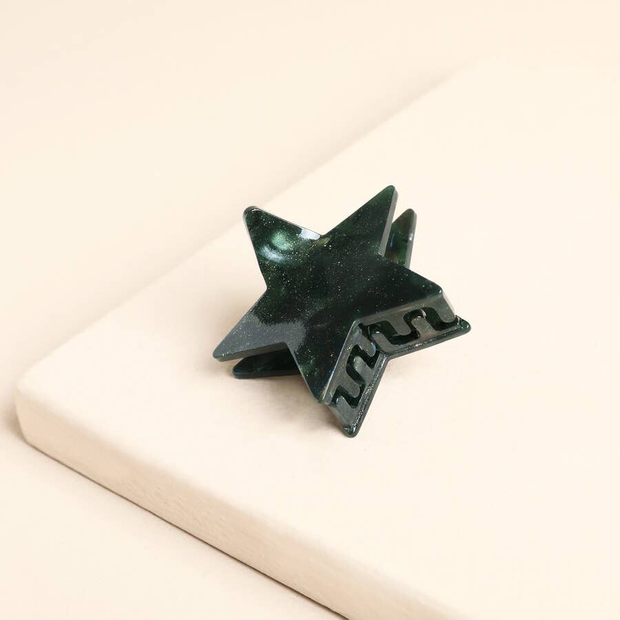 Mini Dark Green Star Hair Clip