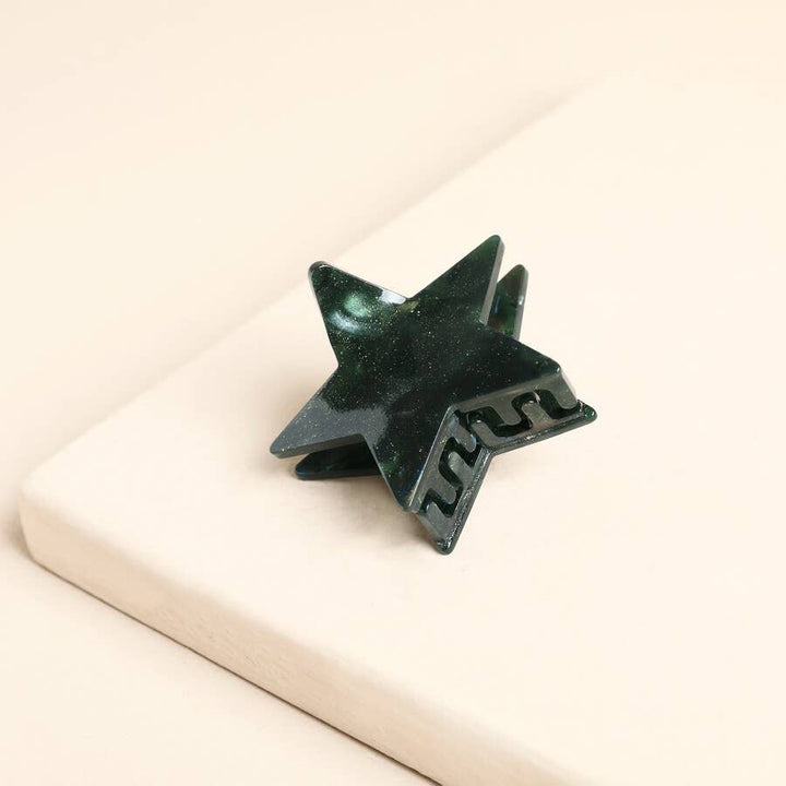 Mini Dark Green Star Hair Clip