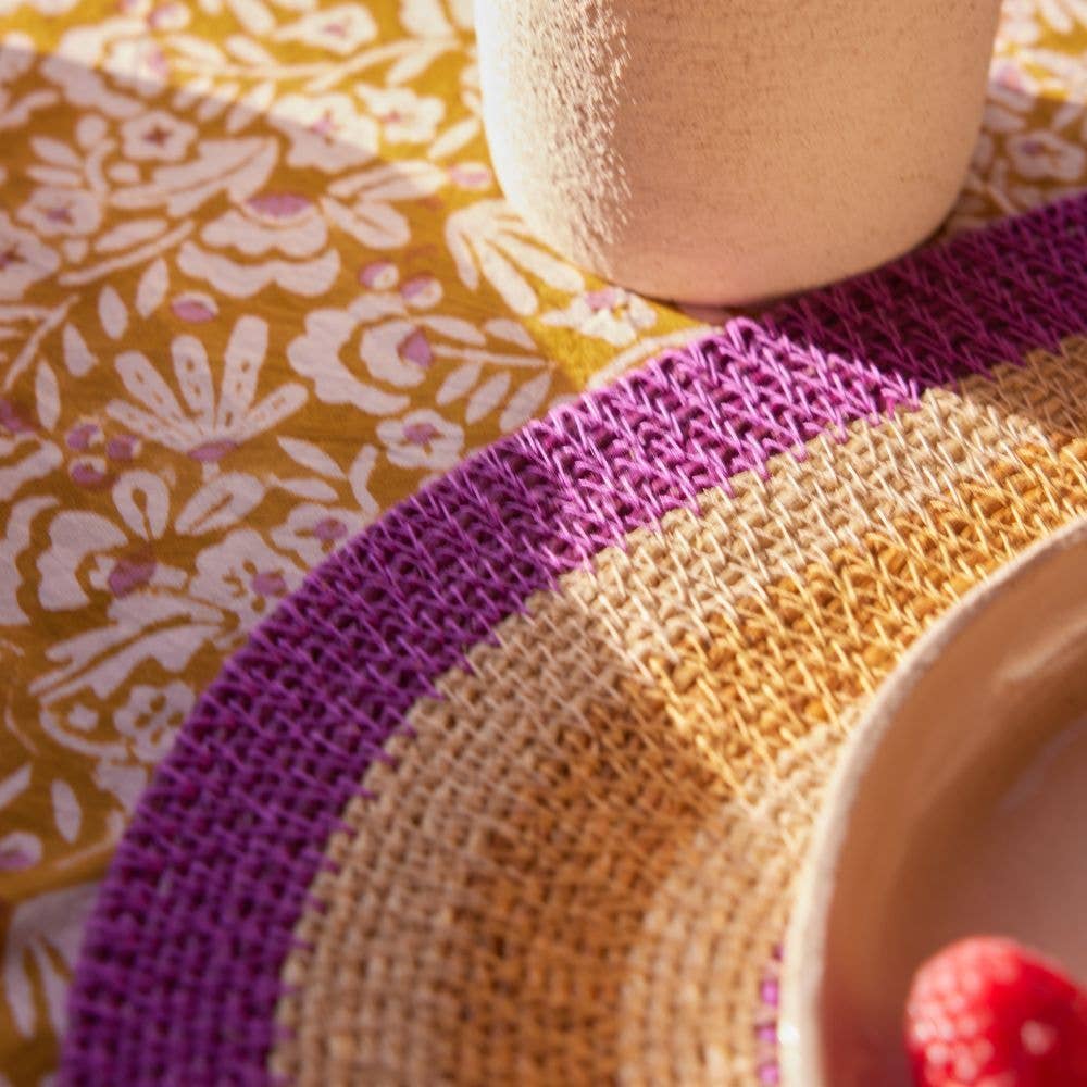 Iris Tablecloth in Ochre & Violet