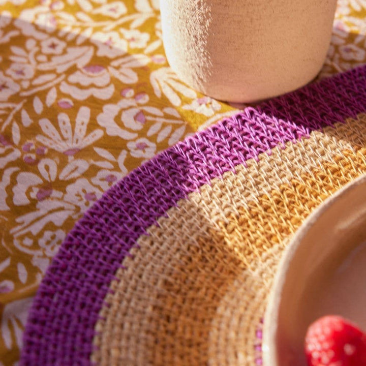 Iris Tablecloth in Ochre & Violet