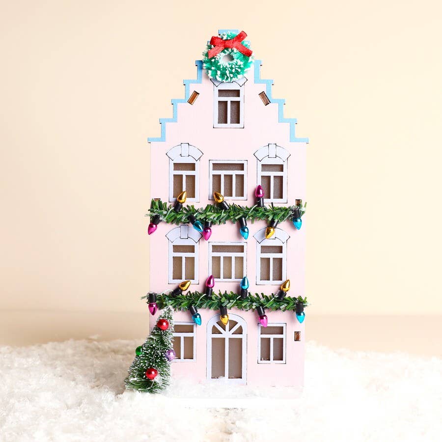 Lilac Festive Light Up House
