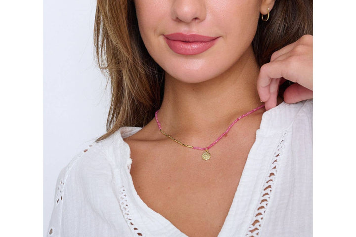 Clio Hot Pink Beaded Necklace