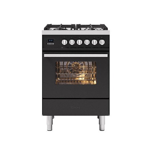 ilve torino 60cm, 4 gas burners in black