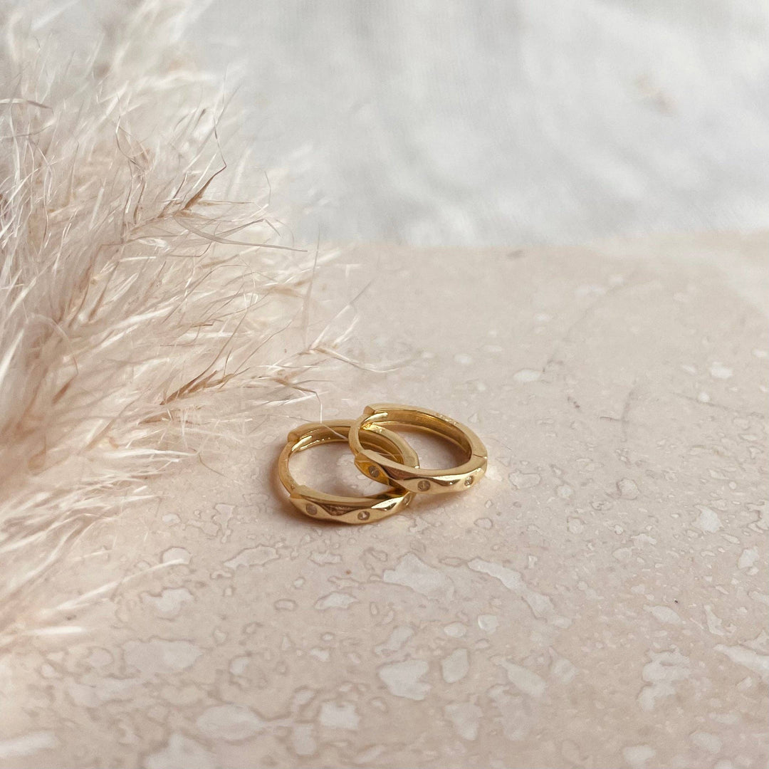 Gold Marquise Huggie Hoops