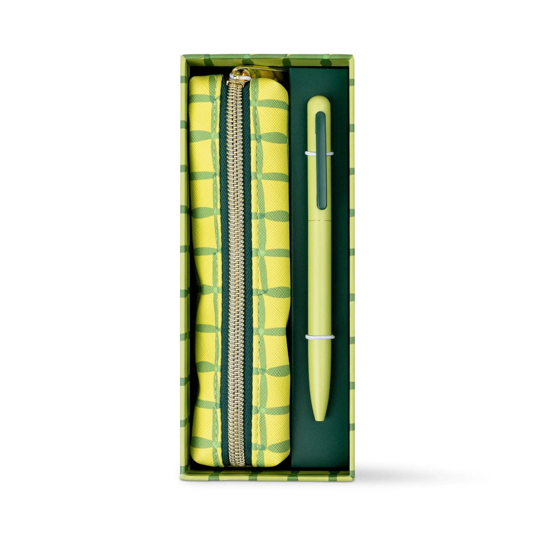Green Lattice Pen & Pouch Set