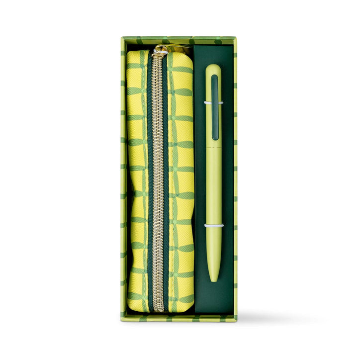 Green Lattice Pen & Pouch Set