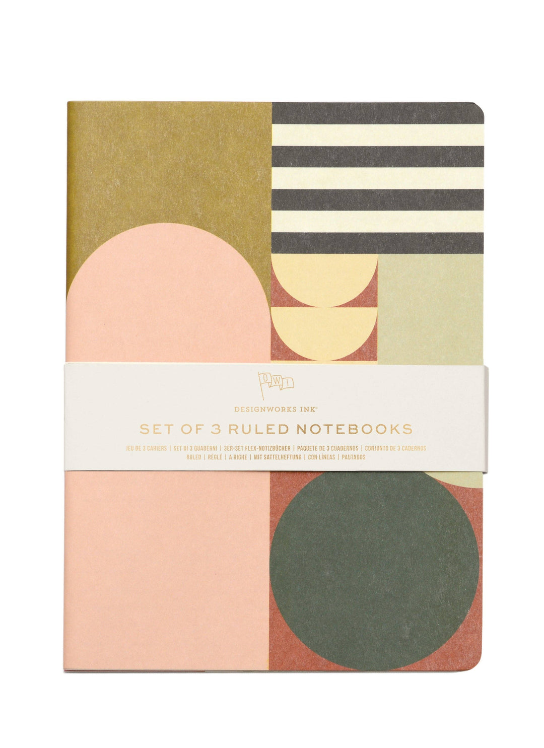Set of 3 Flex Notebooks with Saddle Stitch Spine - Modern Geo