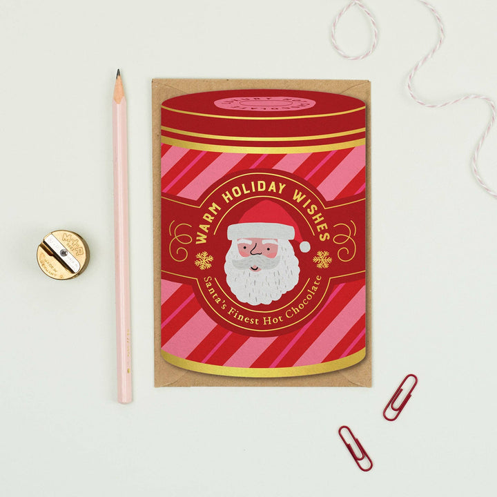 Santa's Hot Chocolate Tin Christmas Card