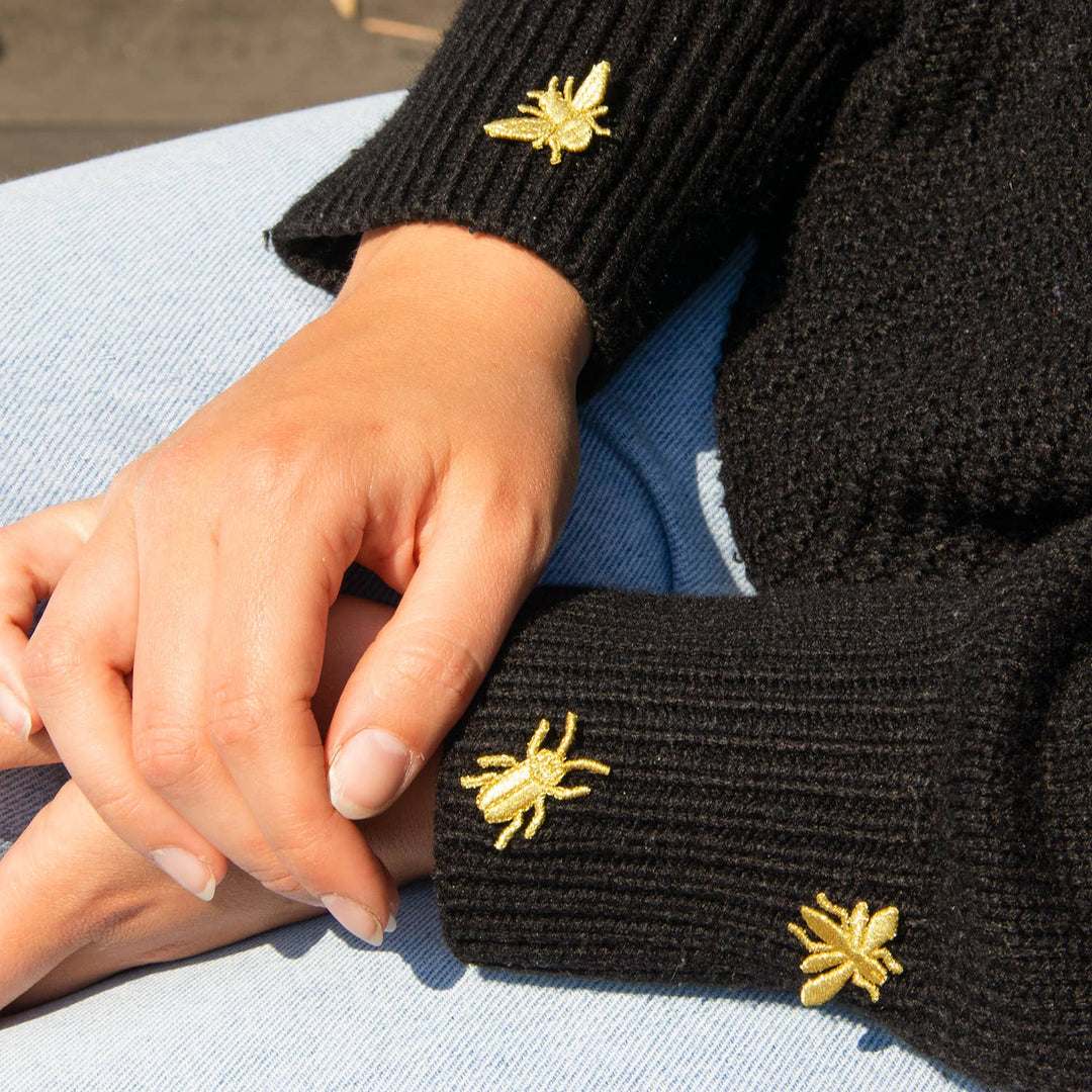 Golden Embroidered Brooches - 3 Little Bugs