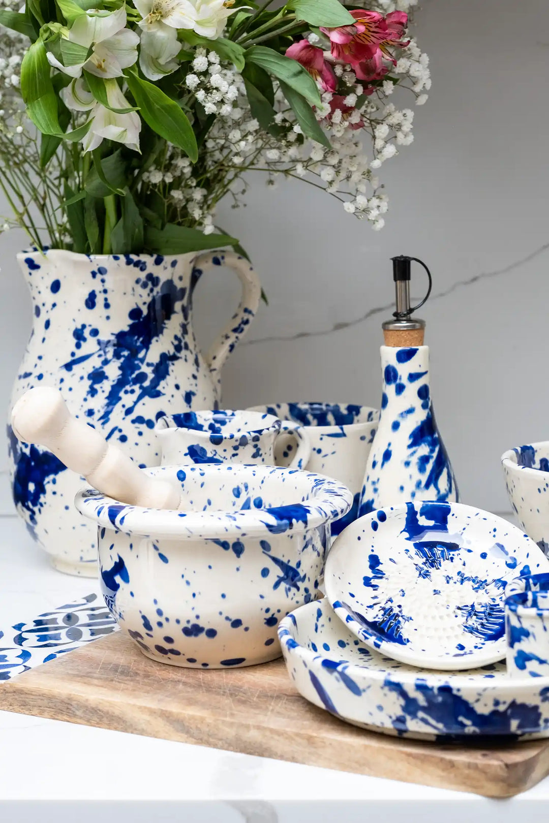 Pestle & Mortar Blue Splatter
