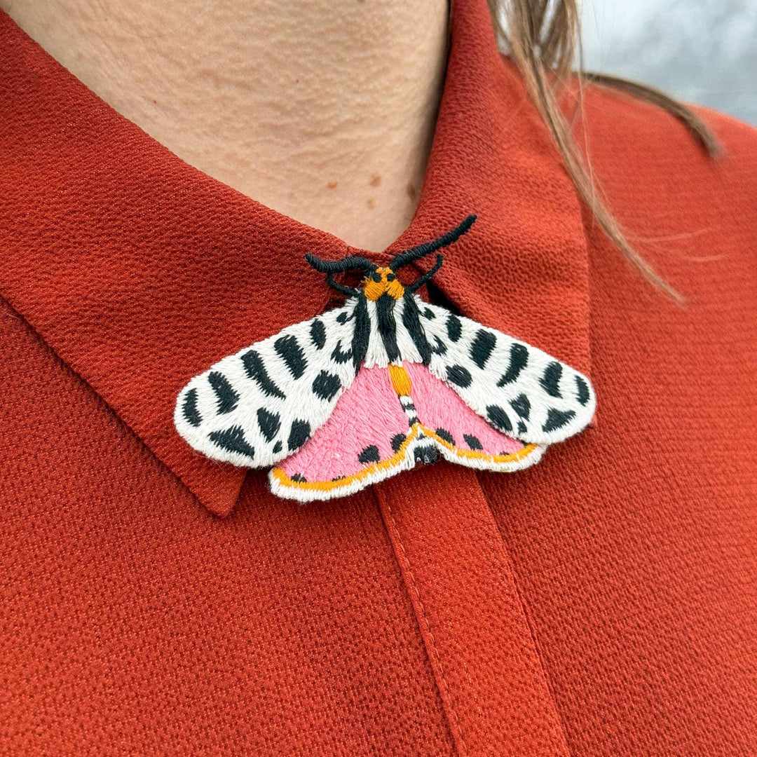 Tiger Moth Embroidered Brooch