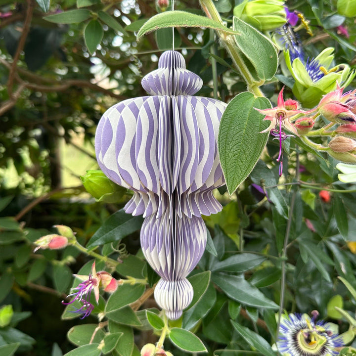 Recycled Paper Fold Out Decoration - Lilac Wavey Lines