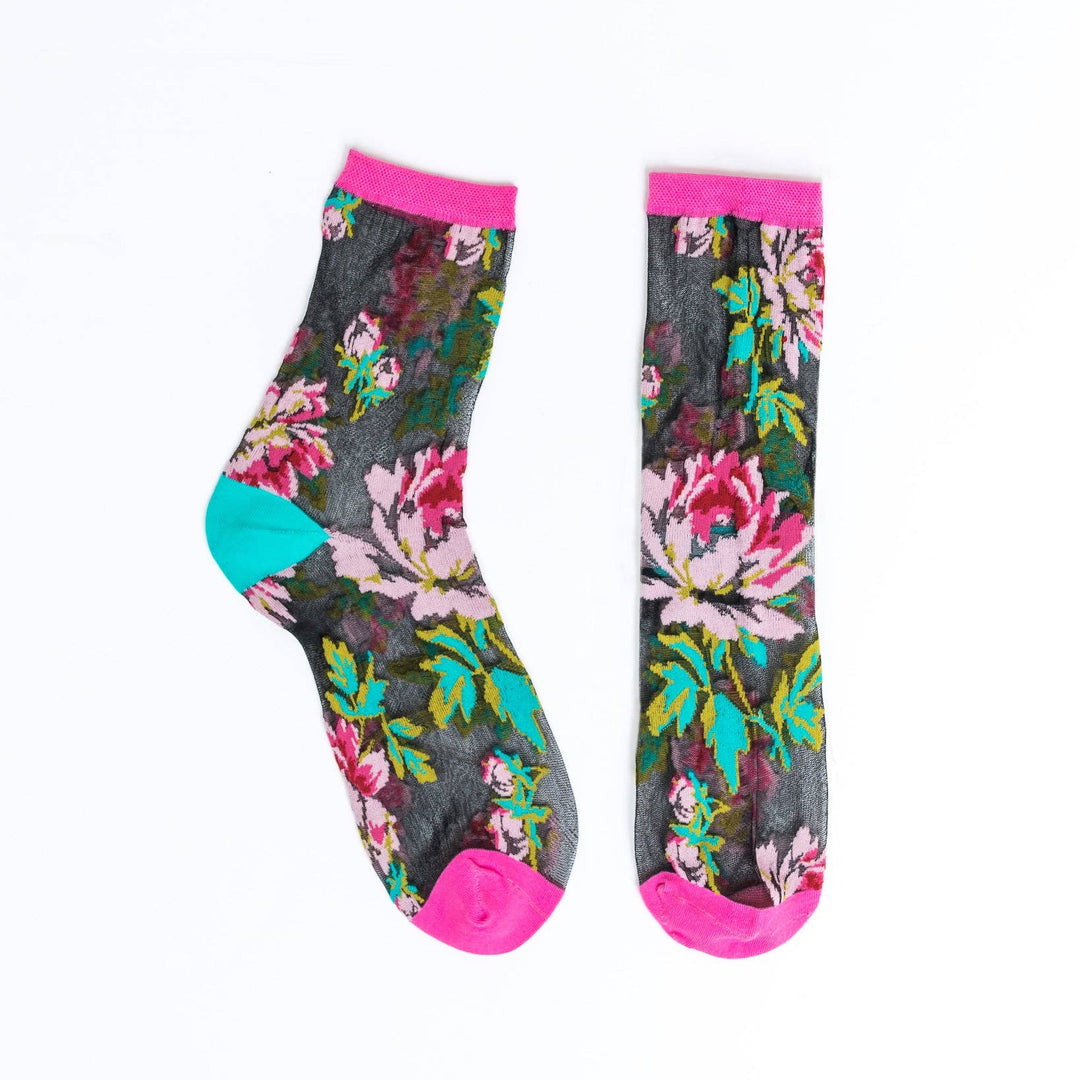 Rose Black Sheer Socks