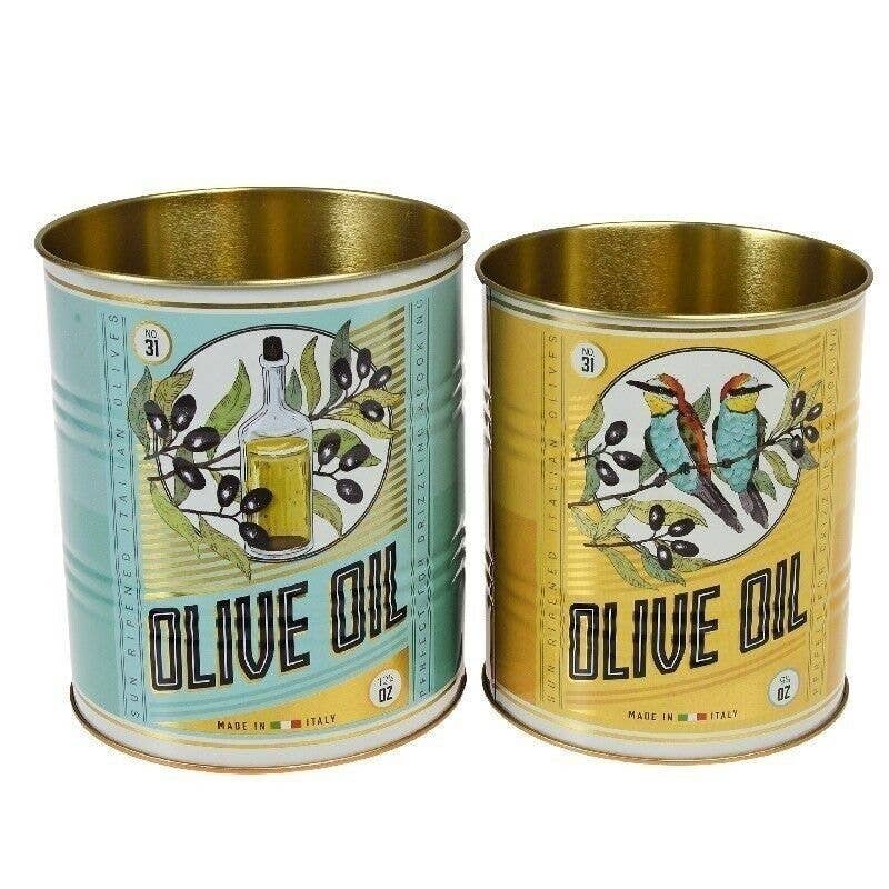 Olive Oil Set of 2 Storage Tins - Medium
