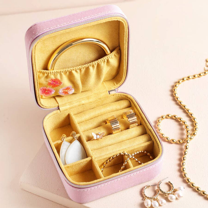 Pink Floral Travel Jewellery Case